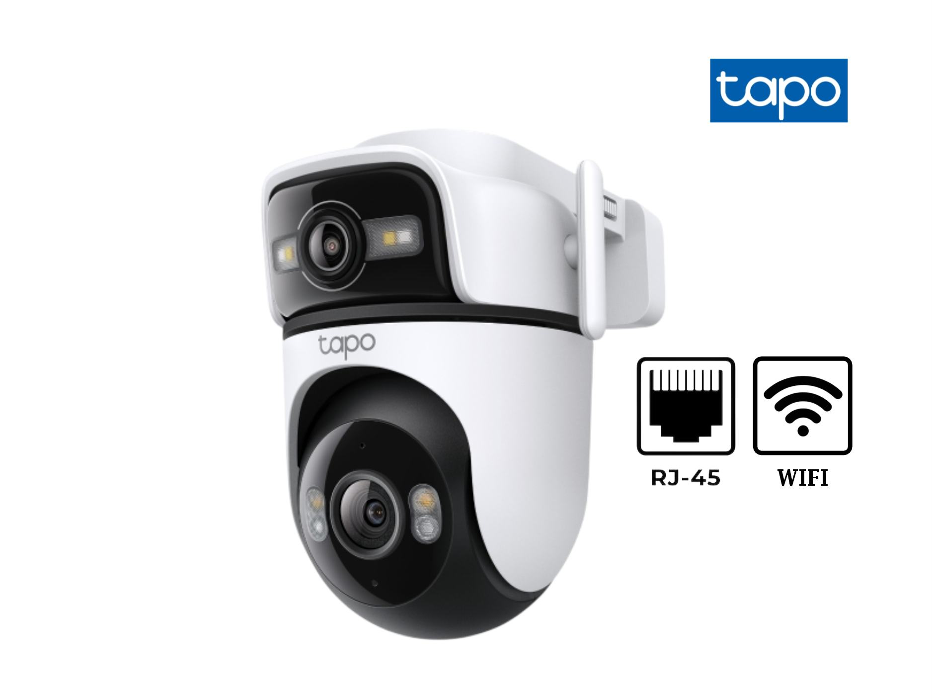 CAMARA TAPO EXT C545D DUAL 2K + 2K , WIFI/IP,GIRATORIA 360°, AUDIO BIDRECIONAL, SIRENA,VISION NOCTURNA A COLOR