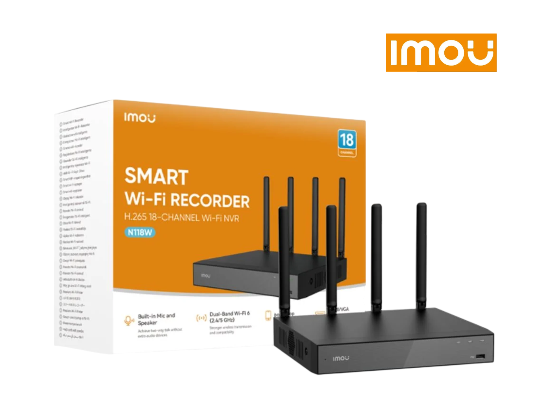 NVR IMOU N118W 18CH HASTA 8MP 4K ,DOBLE BANDA 2.4GHZ/5GHZ,1HDD,MIC+SPEAKER,WIFI/NVR