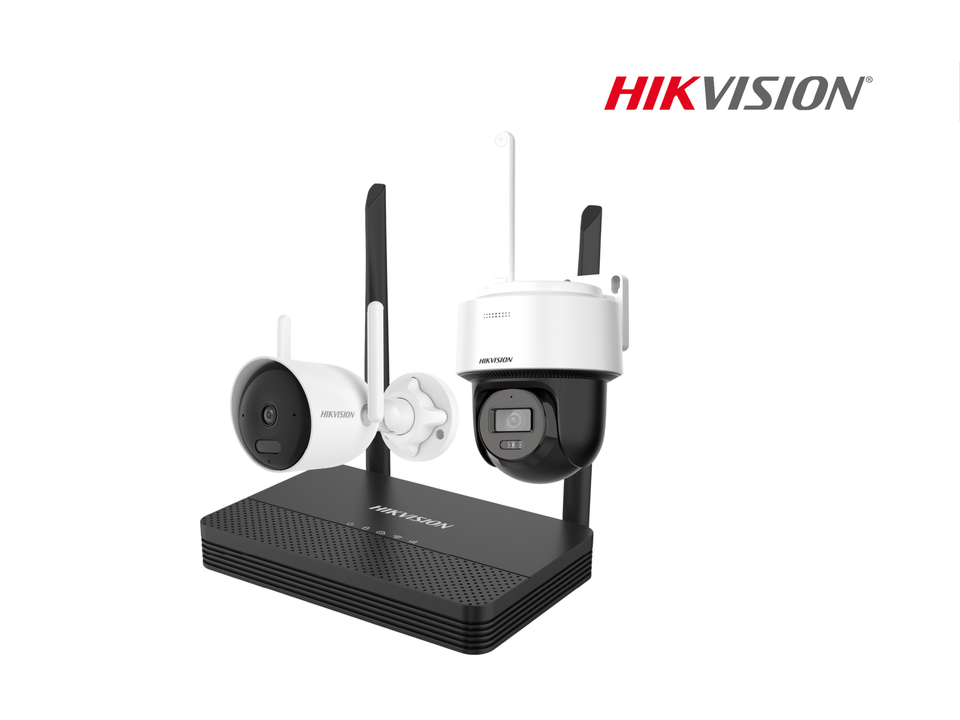 Kit HIKVISION de cámara tipo bala de 4 MP + cámara domo PT de 4 MP con WiFi y NVS
