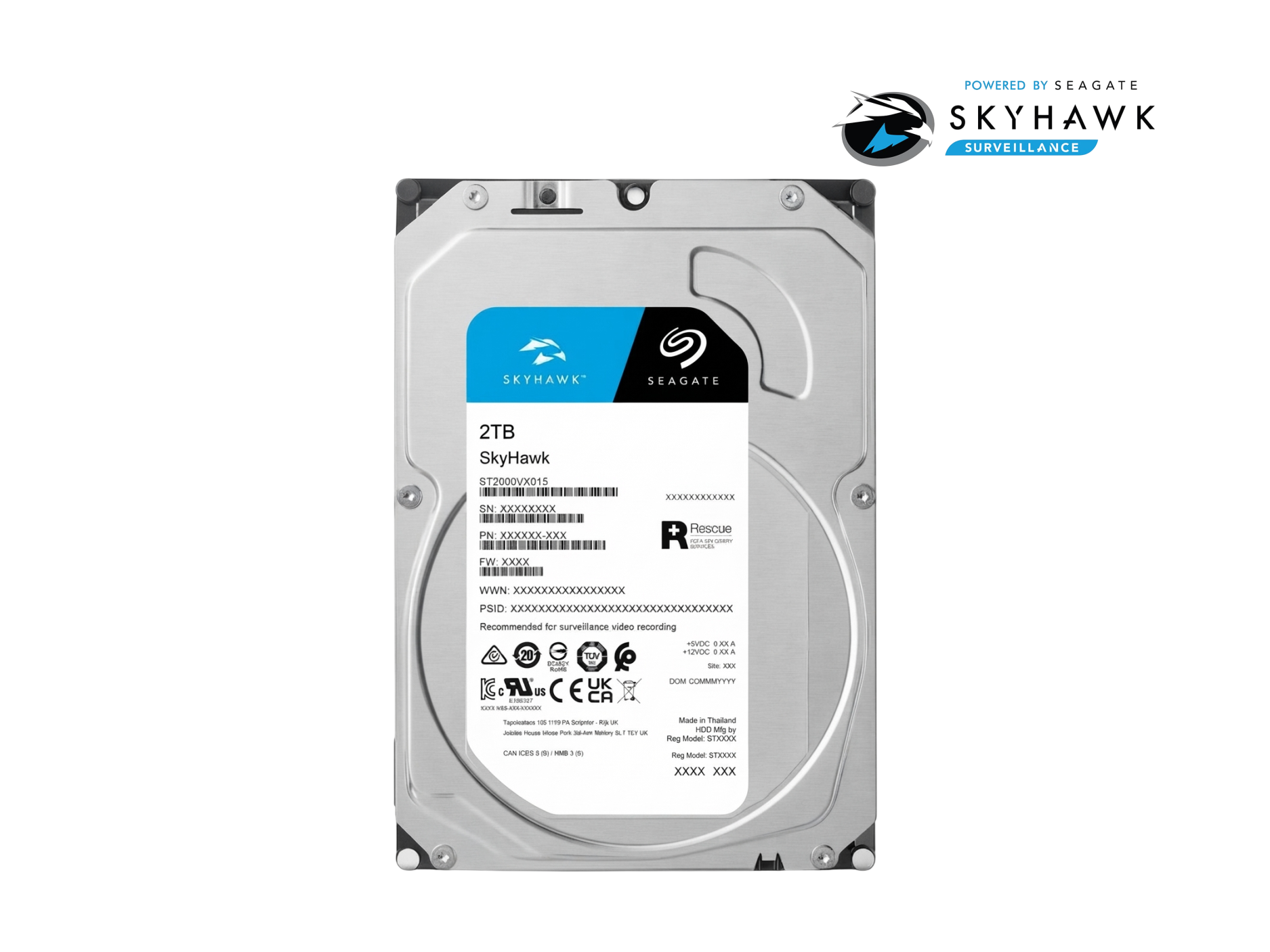 DISCO DURO 2TB HDD SEAGATE SKYHAWK PARA CAMARAS DE VIGILANCIA