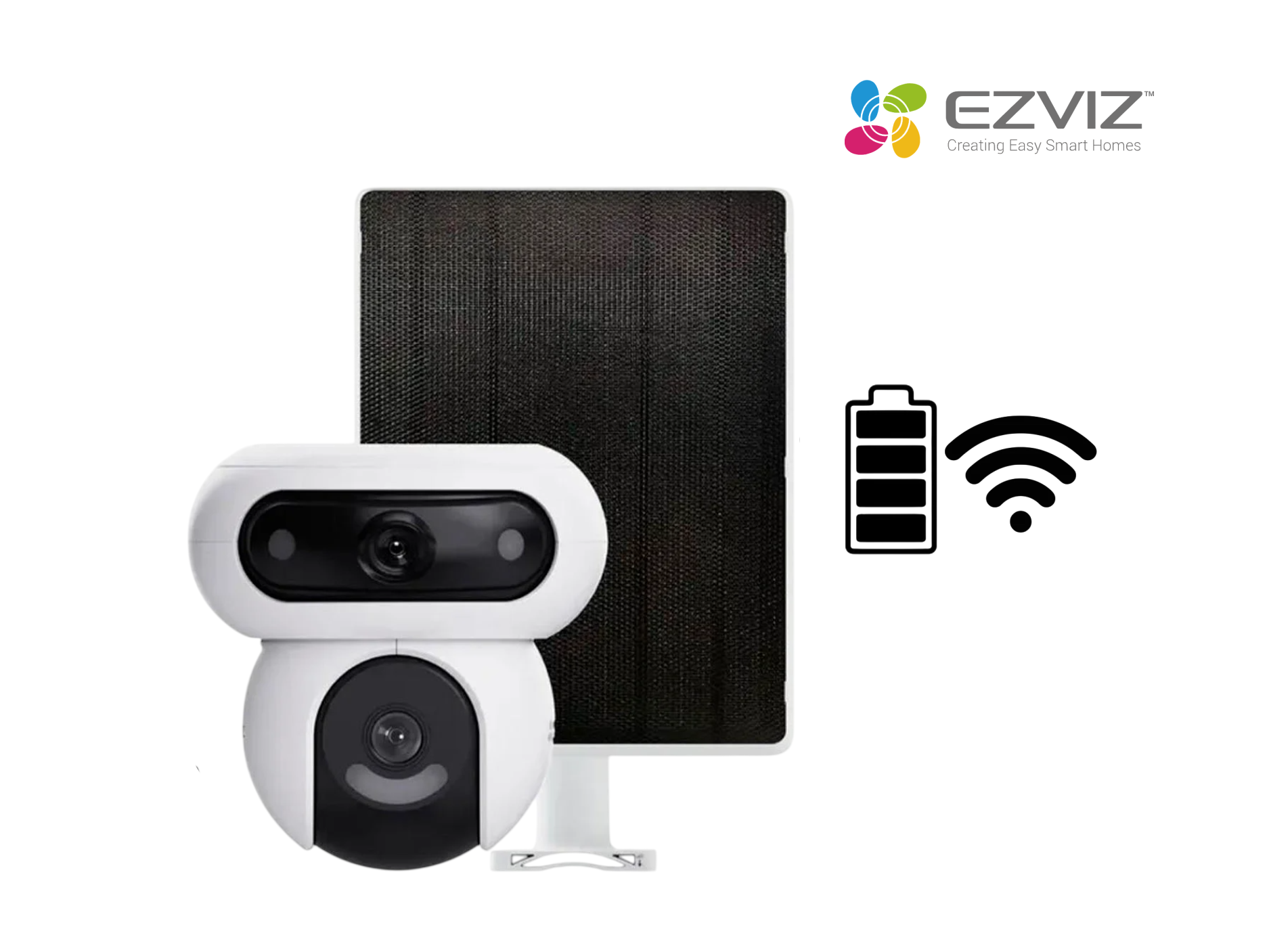 KIT CAMARA EZVIZ EXT HB90 DUAL 4MP 2K+, AUDIO 2 VIAS , WIFI 2.4/5GHZ, 360° A COLOR, CON SIRENA INTEGRADA,IP67 CON PANEL SOLAR