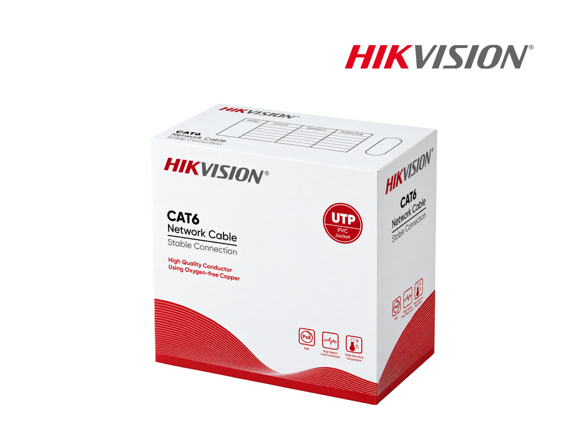 CAJA DE CABLE UTP HIKVISION CAT 6 EXT COBRE PURO 305MTS,NEGRO