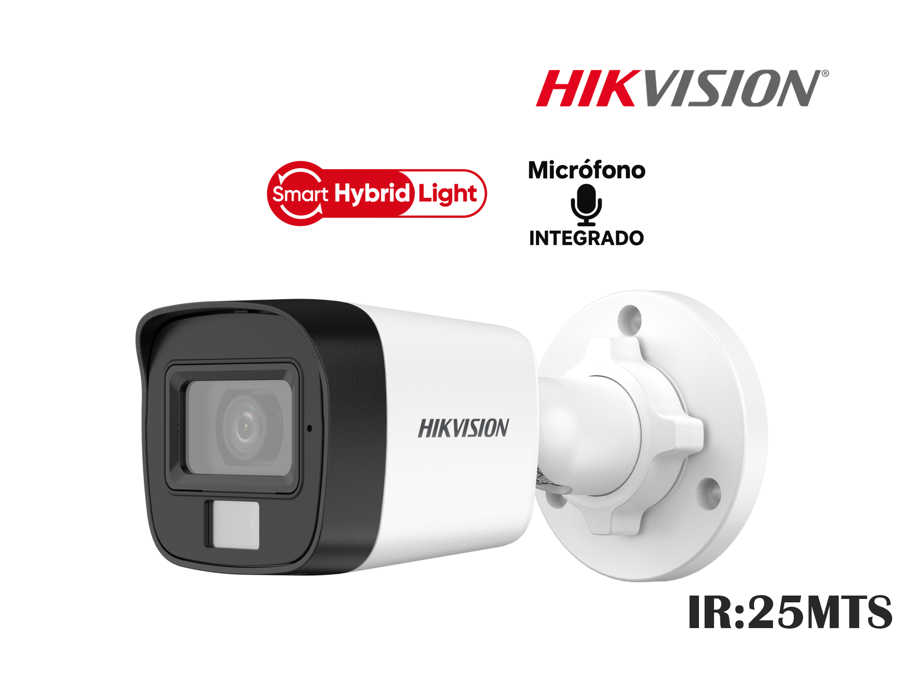 CAMARA HIKVSION ANALOGA TUBO FIJA 2MP ,SMART HYBRID LIGHT,C/AUDIO,HASTA 25MTS