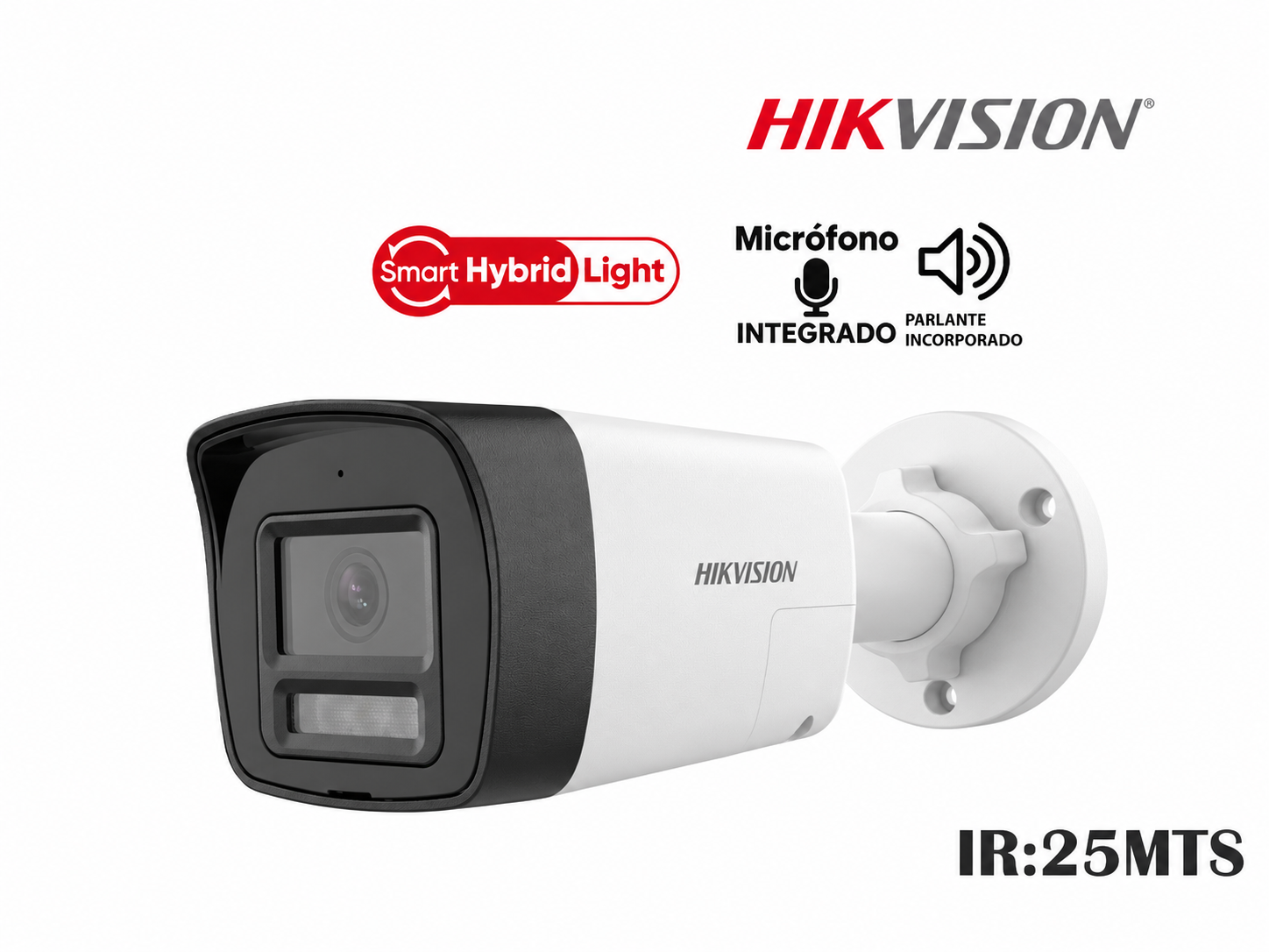 CAMARA HIKVSION ANALOGA TUBO FIJA 2MP,SMART HYBRID LIGHT,COLORVU,C/AUDIO 2 VIAS,2.8MM,HASTA 20MTS