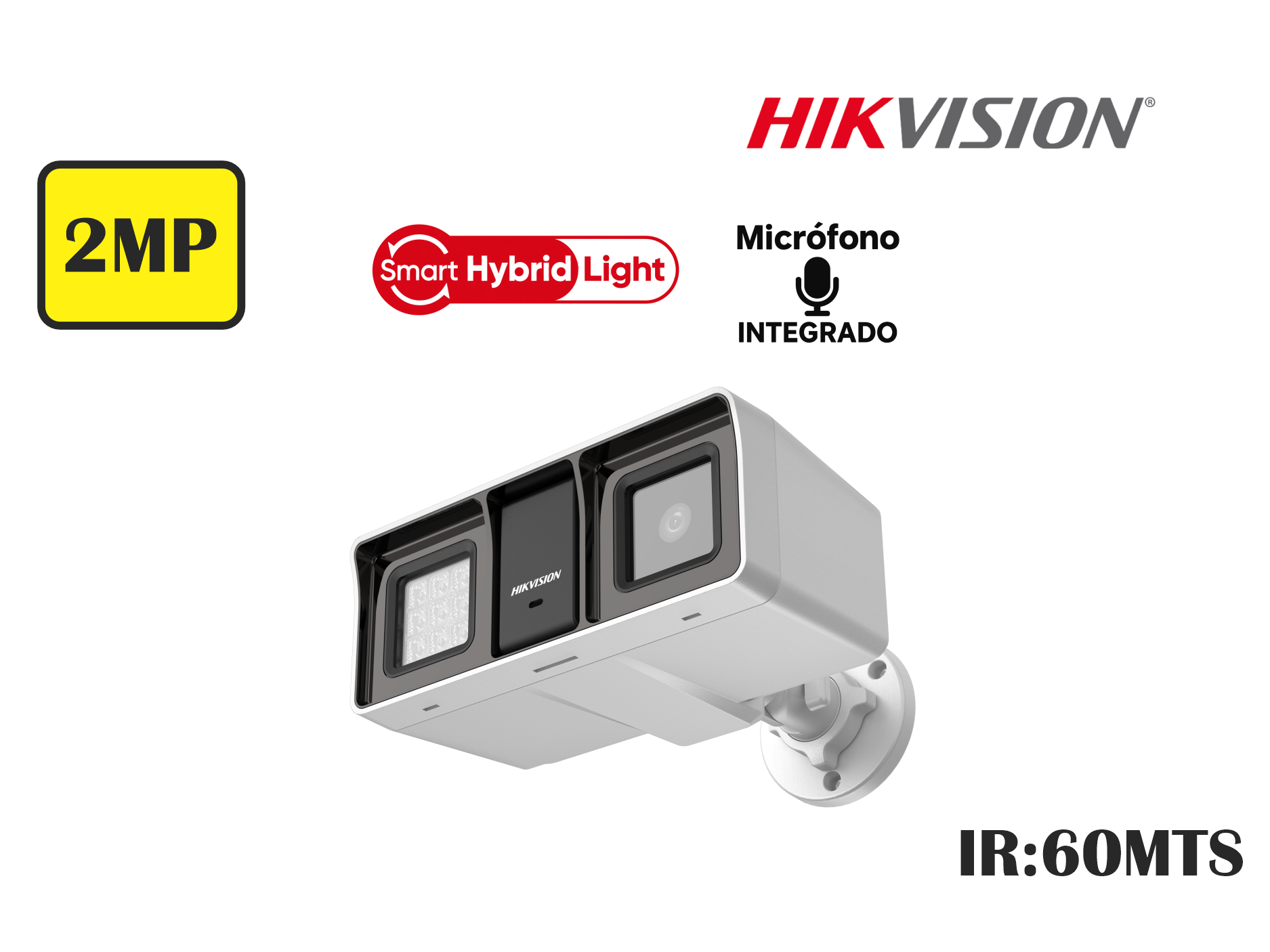 CAMARA HIKVSION ANALOGA TUBO 2MP FIJA,SMART HYBRID LIGHT,C/AUDIO,2.8MM,HASTA 60MTS