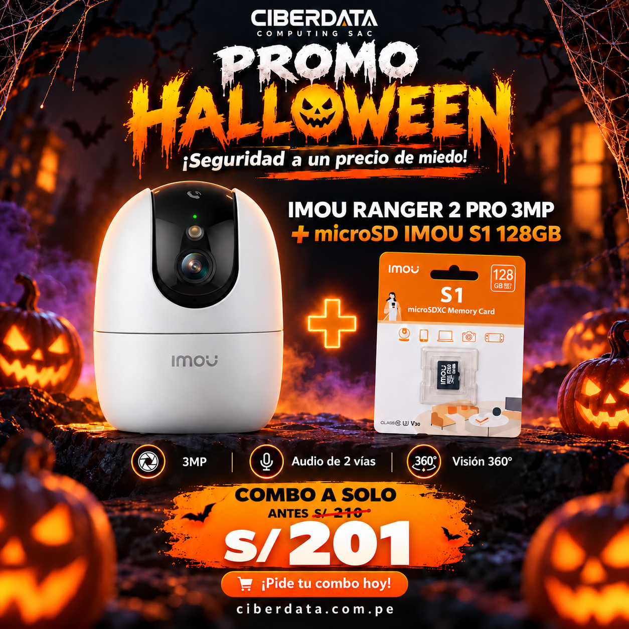 PROMO HALLOWEEN KIT IMOU RANGER 2 PRO 3K , + MEM 128GB