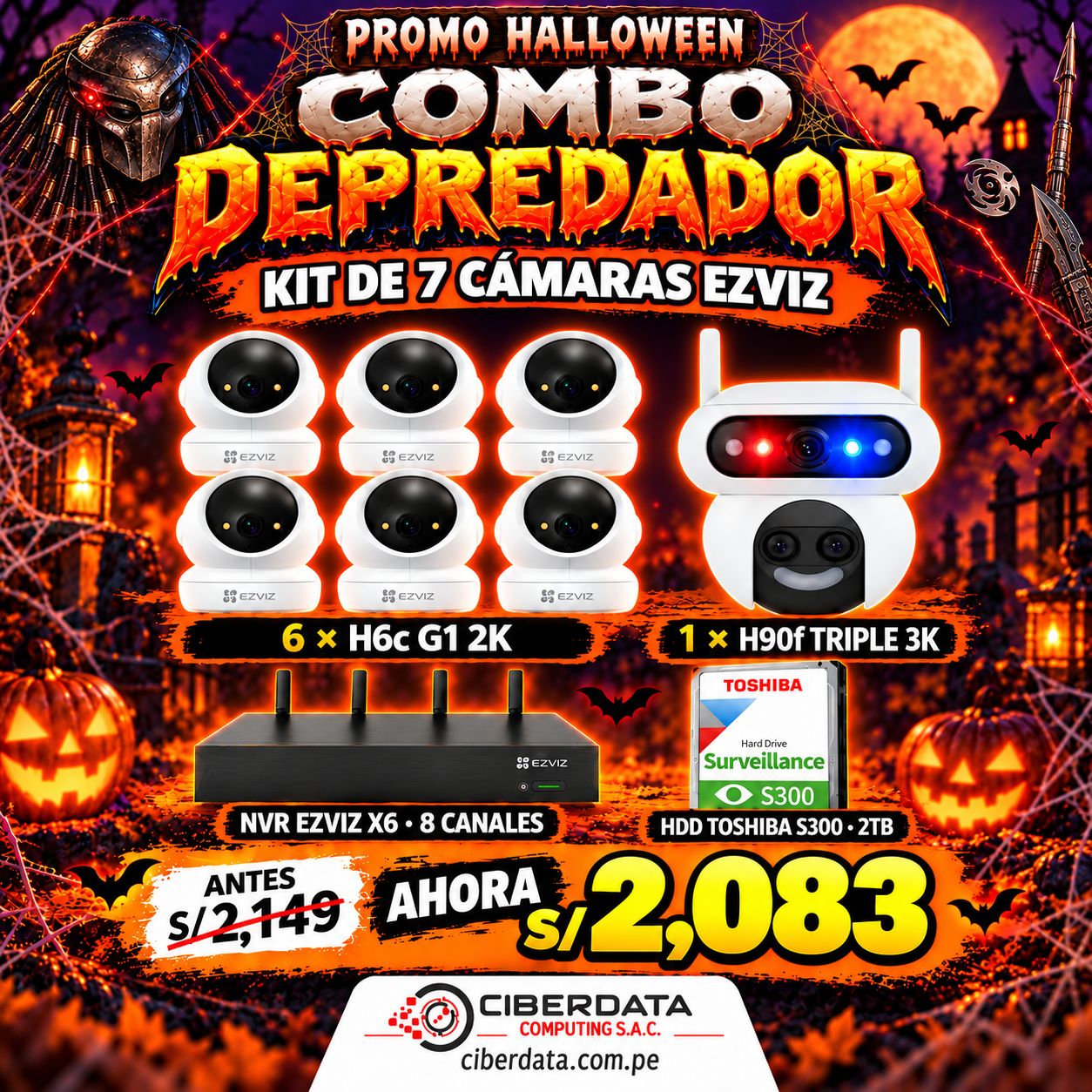 PROMO DEPREDADOR☠️⚔️ HALLOWEEN 🎃KIT 8 CAMARAS