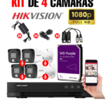 KIT 4 CÁMARAS TUBO FULL HD  CON AUDIO, INCLUYE APLICACIÓN GRATIS PARA VISUALIZAR POR INTERNET